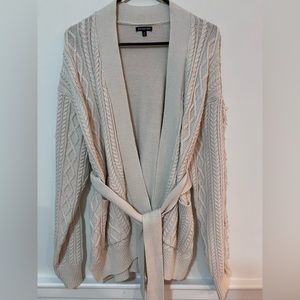 Who What Wear Sweaters | Cream long sleeve fringe tie belt